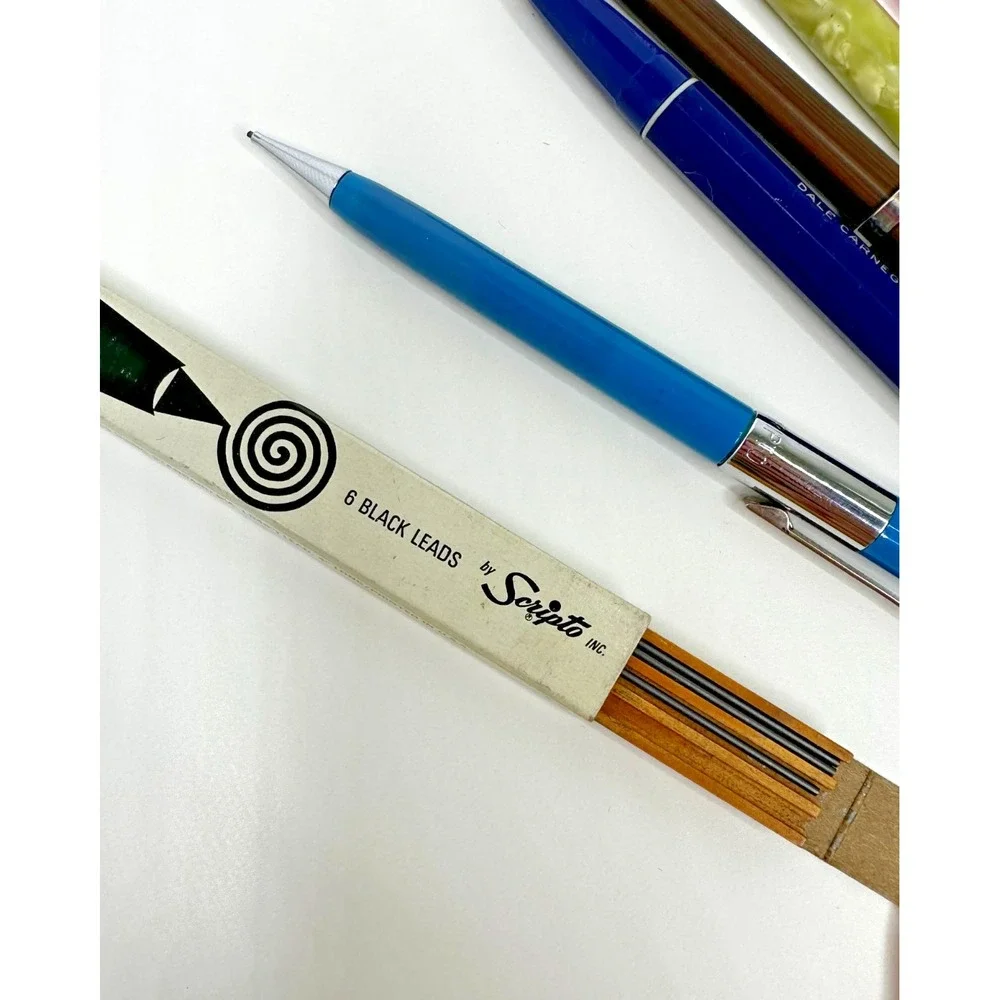 Vtg mechanical pencils lead Lyncraft Green Celluloid Scripto Blue Red Set 5